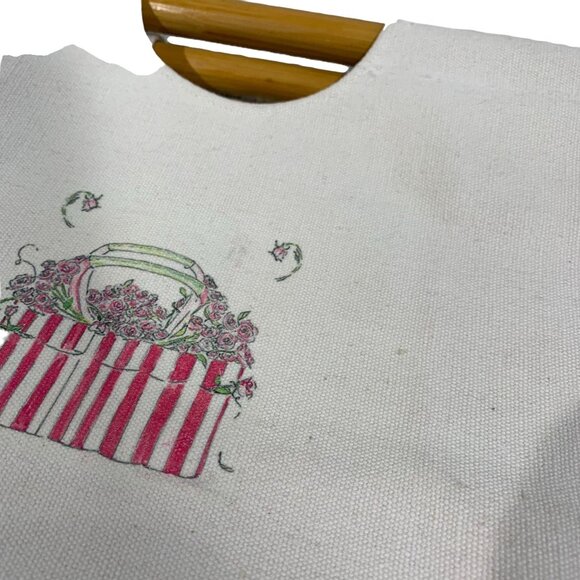 Scribbling Ink Sturdy Cotton Canvas Bamboo Handled Bags - Picture 3 of 8